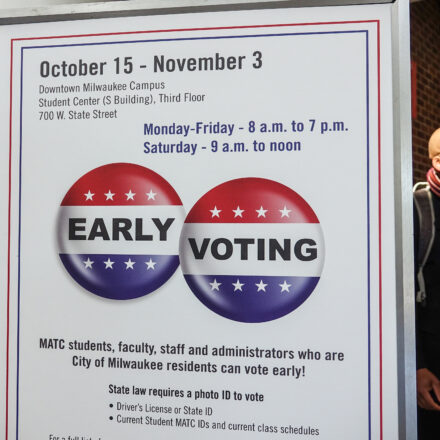 Early-voting display at Milwaukee Area Technical College in Wisconsin, October 2018.